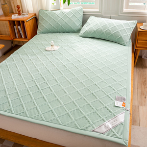 定制纯色A类纯棉床盖三件套防滑榻榻米床单夹棉床褥床垫四季通用
