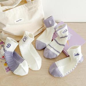 紫色系袜子安排上，新疆棉面料柔软舒适，弹力好紧而不勒