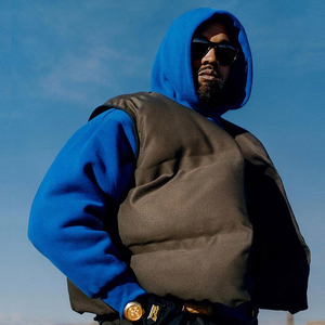 sab yeezy连帽卫衣侃爷kanye小众美式重磅加绒克莱因蓝套头帽衫男