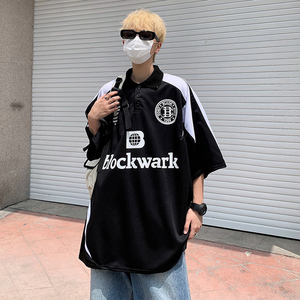 old school西海岸polo衫男夏季美式复古赛车服重磅t恤棒球服短袖