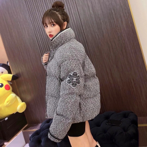 chanel/香奈儿 20秋冬新款女装千鸟格纹花呢面包服上衣羽绒外套