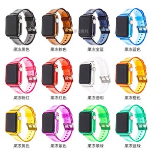 苹果手表987SEiwatch654ultra2果冻硅胶透明套装手表带保护壳彩色