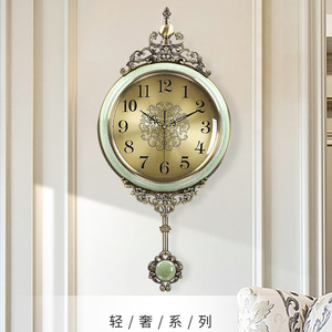 金属挂钟客厅钟表欧式家用大气时钟美式仿陶瓷创意时尚装饰壁挂表