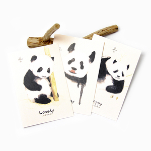 小林创意 原创手绘 可爱个性 大熊猫明信片 3枚入 opp