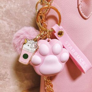 星巴克猫爪挂件钥匙扣链女2021可爱毛绒书包挂饰坠礼物送女友精致