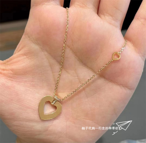 fred/弗雷德pretty woman镶钻18k玫瑰金爱心项链红宝石单钻锁骨链