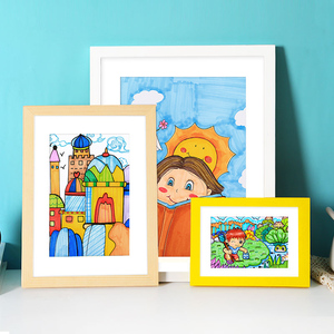 实木儿童画框装裱挂墙相框摆台4k开8k美术培训班教室a4a3水彩画画