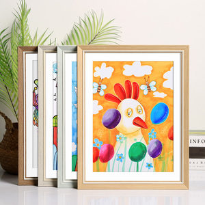 简约儿童画框挂墙装裱4k开8k相框16寸a4纸幼儿园油画棒绘画作业a3