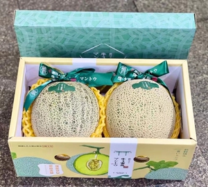 日本品种静冈网纹蜜瓜牛3蜜瓜t字瓜超甜超多汁2个礼盒装顺丰包邮