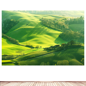 内蒙草原风光客厅餐厅卧室装饰画绿色护眼图草地草坡山坡墙贴壁画