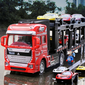 双层运输车模型大号合金拖车玩具车男孩卡车货车儿童运汽车平板车