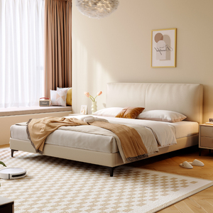 菲玛仕意式极简真皮床主卧床轻奢现代实木简约1.8m双人电动智能床