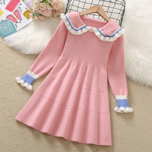女童毛衣裙春秋冬韩版洋气学院风儿童小女孩秋季长袖针织连衣裙子