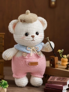手工diy钩针编织毛线玩偶娃娃材料包带帽小熊自织材料送情侣礼物