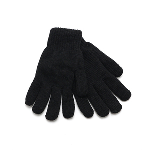冬季男士手套加绒毛线劳保工地户外保暖针织五指黑色厂家直销发批