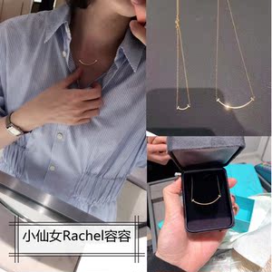 tiffany蒂芙尼官网项链笑脸18k玫瑰金mini满钻大小号微笑锁骨链女