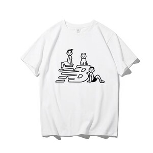 新百伦短袖t恤nb小人头男女情侣装ins百搭宽松男女款圆领印花街头