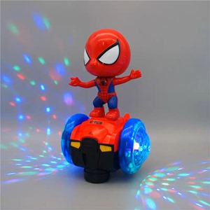 抖音儿童电动玩具万向车特技旋转发光音乐蜘蛛侠机器人男孩子礼物