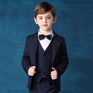 儿童西服男童小西装套装花童礼服帅气主持人男孩演出服外套蓝色秋