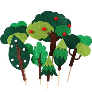 圣诞无纺布材质森林房子小树插旗烘焙装饰生日蛋糕果树椰子树小草