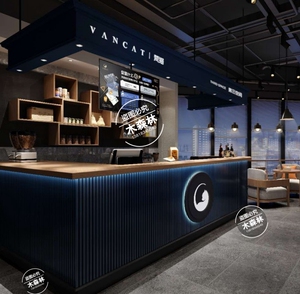 佳堡客收银台汉堡接待台烤漆发光字前台奶茶店便利店美容院吧台