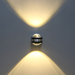 北欧时尚简约led创意双面水晶壁灯上下发光酒店ktv走廊背景墙灯具