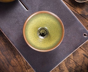 建阳建盏绿鹧鸪斑张国平大码茶盏杯茶杯主人杯送礼收藏礼盒装送礼