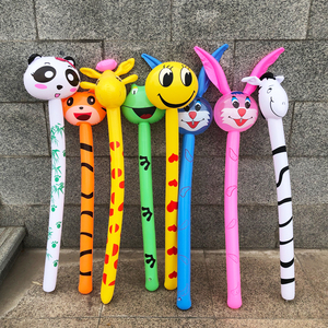 PVC充气玩具儿童动物头长棒吹气球长颈鹿新款 卡通棒地推礼品网红
