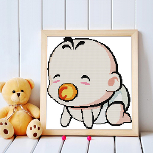 可爱宝宝十字绣2022新款小男孩吃奶嘴求子图儿童房孕妇婴儿刺绣画