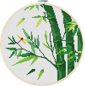 2022新款花卉植物竹子绿色青套件十字绣客厅简约现代手工自绣印花