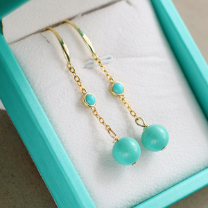 绿松石吊坠纯银耳环2021年新款原创耳坠女气质长款高级感大气耳饰