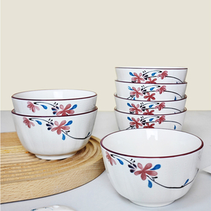 千顺陶瓷新款饭碗釉下彩浮雕感餐具米饭碗汤碗面碗家用碗碟套装