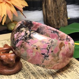 天然蔷薇石手镯宽版手镯精美纹路手镯子圈口齐全