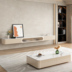 悬空电视柜简约现代客厅小户型轻奢悬挂式岩板茶几电视机柜组合