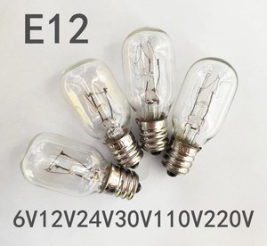 机床指示灯E12螺口小灯泡6V12V24V30V110V220V3W5W10W15W钨丝灯