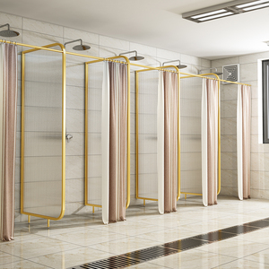 淋浴房玻璃隔断公共澡堂卫生间防水遮挡板浴室干湿分离不锈钢屏风