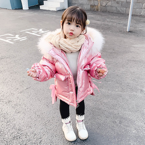 女童1亮面羽绒棉服小女孩3棉袄2019年新款洋气2岁女宝宝冬装棉衣4