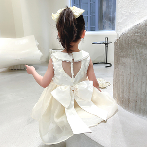女童夏季露背公主裙子2022女宝宝时髦洋气女孩纱裙超仙夏装连衣裙