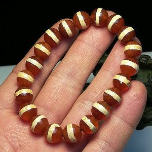 西藏包浆红肉一线药师老天珠手链天然玛瑙圆珠多宝手串原创手饰品