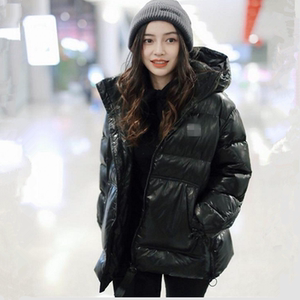 exjr代购杨颖baby明星同款冬季亮面加厚黑色短款羽絨服外套女韩版