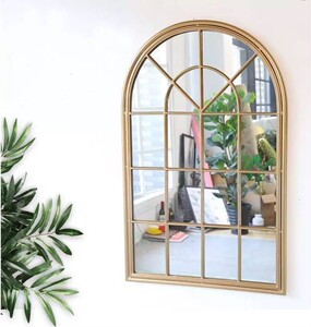 墙面装饰挂镜框欧式复古铁艺假窗镜壁饰圆弧窗户餐厅屏风壁景客厅