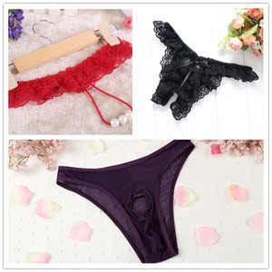 开口露丁丁个性男内裤情侣双人开档免脱丁字裤女方便爱爱情趣内衣
