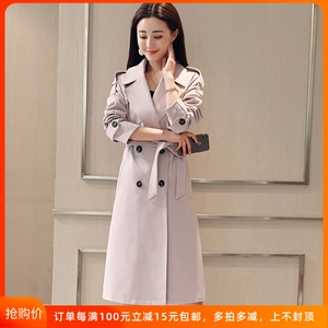 2022年柔情女人春装新款拉素春季女装专柜正品西装领双排扣风衣
