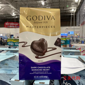 现货美国Godiva歌帝梵黑巧克力软心形夹心丝滑生日黑巧421g
