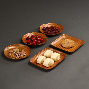 竹编茶点盘中式复古糕点干果摆盘点心盘小吃盘子酒店茶室禅意手工