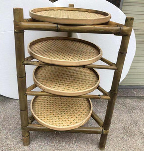 竹架子置物架竹筛子火锅架菜架子竹制品多层楠竹簸箕竹编架三角架