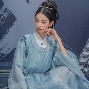 彧卿轻奢原创 汉服春款夏季婴如系列刺绣 印花 宋制圆领袍青山隐