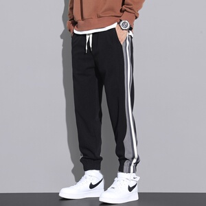 帅气潮流休闲裤男搭配高帮鞋aj1小白鞋裤子春秋季ins潮高级感卫裤