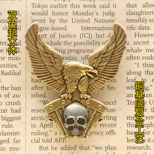 哈雷徽章黄铜复合飞鹰骷髅双缸摩托车金属纪念章胸针帽徽