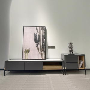 仁豪家具北欧简约客厅现代电视柜组合轻奢岩板实木小户型地柜